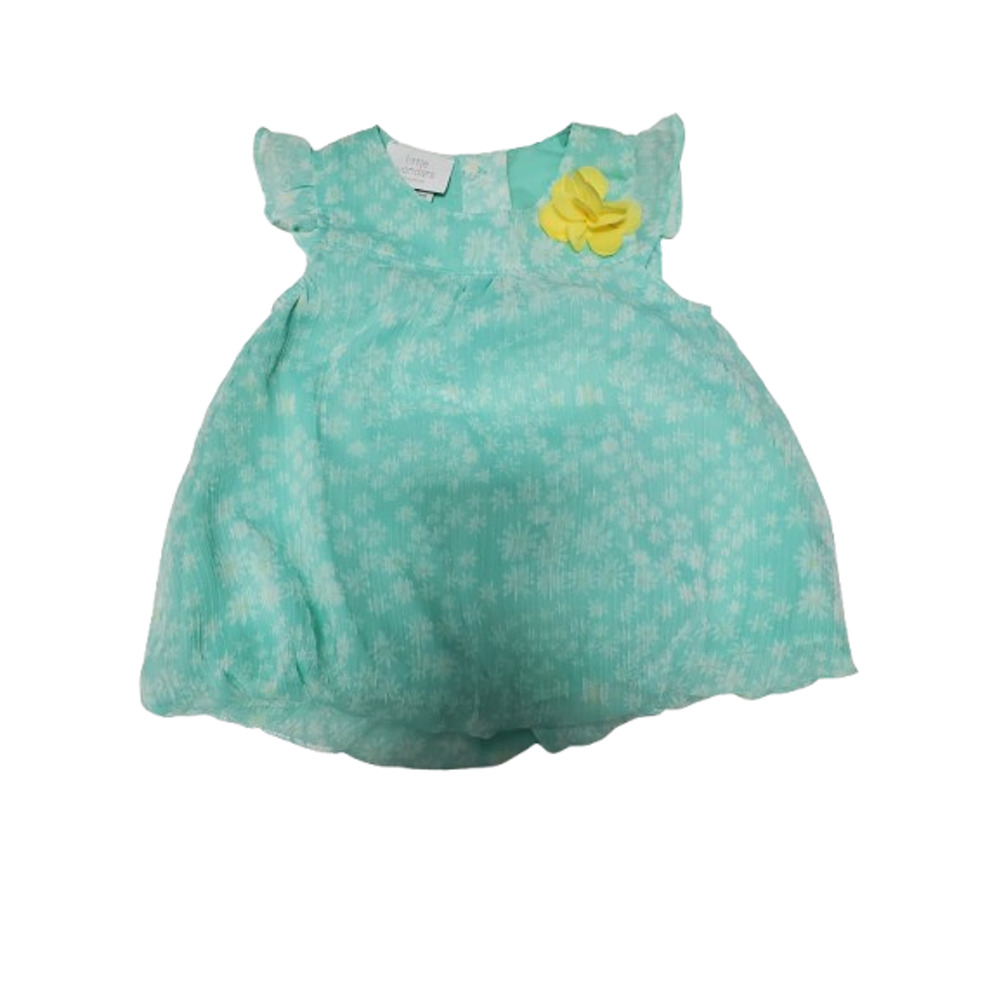 Little Wonders infant girls green floral dress 12 months